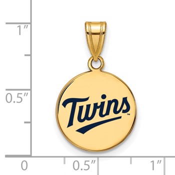 Sterling Silver Gold Plated Major League Baseball LogoArt Minnesota Twins Enamel Disc Pendant — alternate view