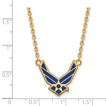 Sterling Silver Gold-plated LogoArt U.S. Air Force Large Enameled Pendant 18 inch Necklace — alternate view