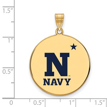 Sterling Silver Gold-plated LogoArt US Naval Academy Extra Large Enameled Disc Pendant — alternate view