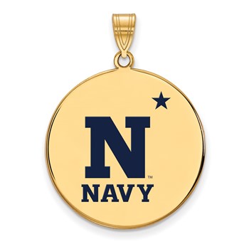 Sterling Silver Gold-plated LogoArt US Naval Academy Extra Large Enameled Disc Pendant
