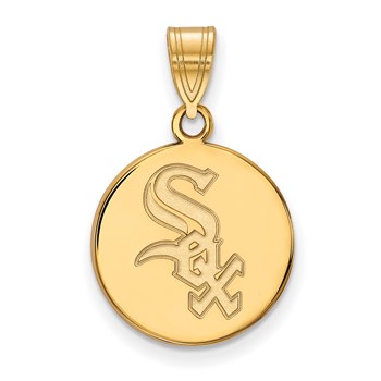 Sterling Silver Gold Plated Major League Baseball LogoArt Chicago White Sox Medium Pendant
