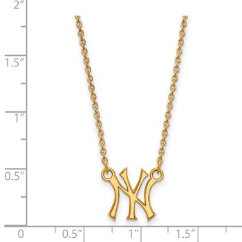 14k Gold Major League Baseball LogoArt New York Yankees N-Y Small Pendant Necklace — alternate view
