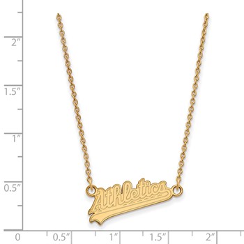 14k Gold Major League Baseball LogoArt Oakland Athletics Script Small Pendant Necklace — alternate view