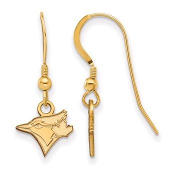 Sterling Silver Gold Plated Major League Baseball LogoArt Toronto Blue Jays Dangle Earrings