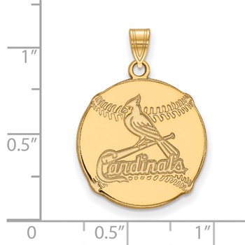 Sterling Silver Gold Plated Major League Baseball LogoArt St. Louis Cardinals Baseball Pendant — alternate view