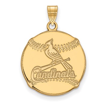 Sterling Silver Gold Plated Major League Baseball LogoArt St. Louis Cardinals Baseball Pendant