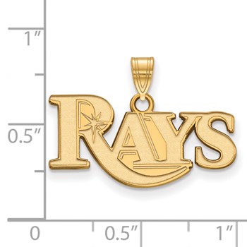 14k Gold Major League Baseball LogoArt Tampa Bay Rays Team Script Small Pendant — alternate view
