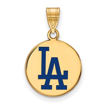 Sterling Silver Gold Plated Major League Baseball LogoArt Los Angeles Dodgers Enamel Pendant