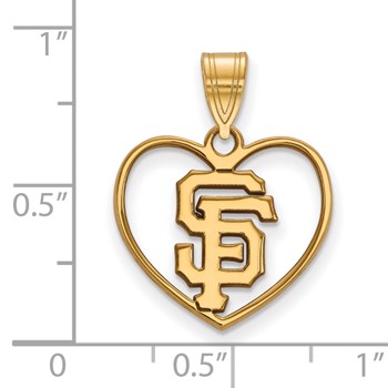 Sterling Silver Gold Plated Major League Baseball LogoArt San Francisco Giants Heart Pendant — alternate view