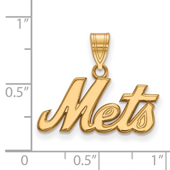 14k Gold Major League Baseball LogoArt New York Mets Script Large Pendant — alternate view