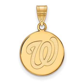 10k Gold Major League Baseball LogoArt Washington Nationals Letter W Medium Disc Pendant