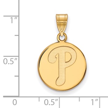 10k Gold Major League Baseball LogoArt Philadelphia Phillies Letter P Medium Disc Pendant — alternate view