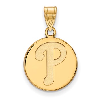 10k Gold Major League Baseball LogoArt Philadelphia Phillies Letter P Medium Disc Pendant
