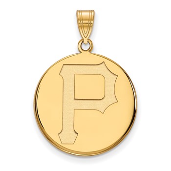 14k Gold Major League Baseball LogoArt Pittsburgh Pirates Letter P Large Disc Pendant