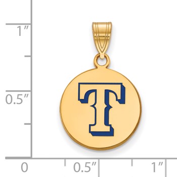 Sterling Silver Gold Plated Major League Baseball LogoArt Texas Rangers Enamel Disc Pendant — alternate view