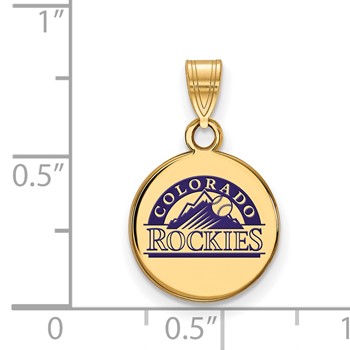 Sterling Silver Gold Plated Major League Baseball LogoArt Colorado Rockies Enamel Pendant — alternate view