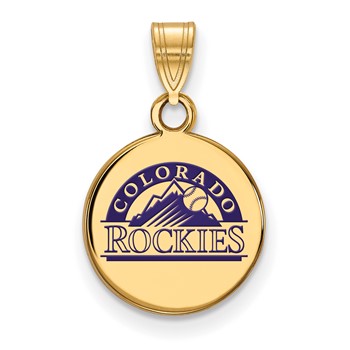 Sterling Silver Gold Plated Major League Baseball LogoArt Colorado Rockies Enamel Pendant