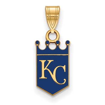 Sterling Silver Gold Plated Major League Baseball LogoArt Kansas City Royals Enamel Pendant