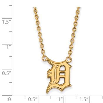 14k Gold Major League Baseball LogoArt Detroit Tigers Letter D Large Pendant Necklace — alternate view