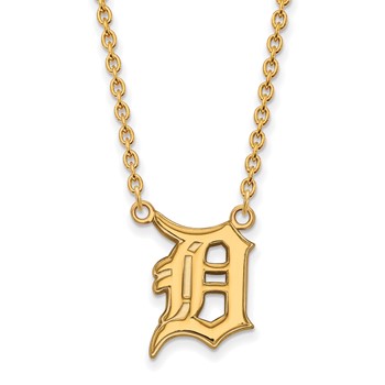 14k Gold Major League Baseball LogoArt Detroit Tigers Letter D Large Pendant Necklace