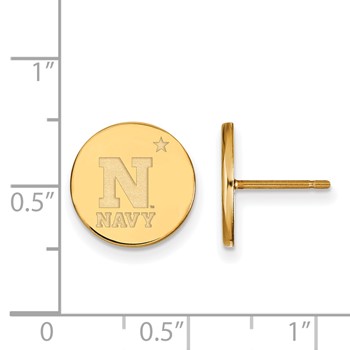 Sterling Silver Gold-plated LogoArt US Naval Academy Small Disc Post Earrings — alternate view