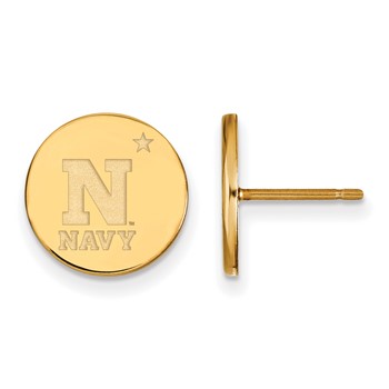 Sterling Silver Gold-plated LogoArt US Naval Academy Small Disc Post Earrings