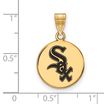 Sterling Silver Gold Plated Major League Baseball LogoArt Chicago White Sox Enamel Pendant — alternate view