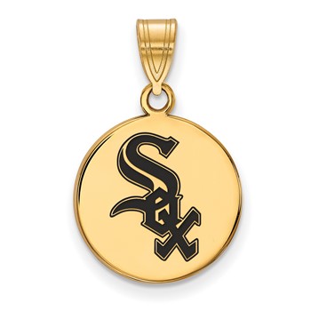 Sterling Silver Gold Plated Major League Baseball LogoArt Chicago White Sox Enamel Pendant