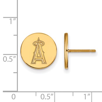 Sterling Silver Gold Plated Major League Baseball LogoArt Los Angeles Angels Disc Earrings — alternate view