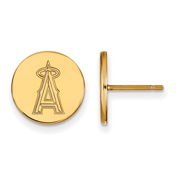 Sterling Silver Gold Plated Major League Baseball LogoArt Los Angeles Angels Disc Earrings