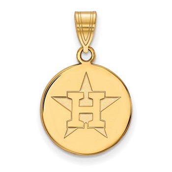 14k Gold Major League Baseball LogoArt Houston Astros Letter H Medium Disc Pendant