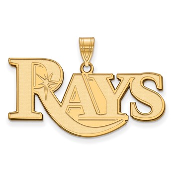 14k Gold Major League Baseball LogoArt Tampa Bay Rays Team Script Large Pendant