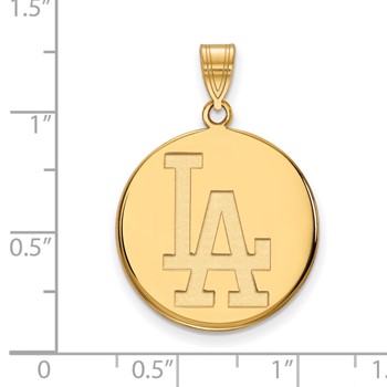 Sterling Silver Gold Plated Major League Baseball LogoArt Los Angeles Dodgers Disc Pendant — alternate view