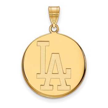 Sterling Silver Gold Plated Major League Baseball LogoArt Los Angeles Dodgers Disc Pendant