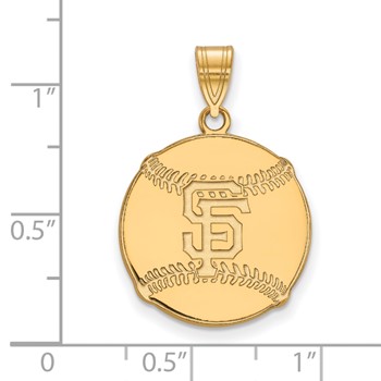 Sterling Silver Gold Plated Major League Baseball LogoArt San Francisco Giants Baseball Pendant — alternate view