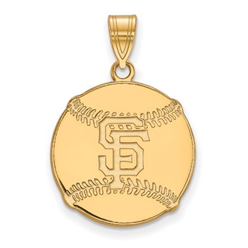Sterling Silver Gold Plated Major League Baseball LogoArt San Francisco Giants Baseball Pendant