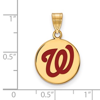 Sterling Silver Gold Plated Major League Baseball LogoArt Washington Nationals Enamel Pendant — alternate view