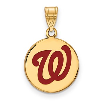 Sterling Silver Gold Plated Major League Baseball LogoArt Washington Nationals Enamel Pendant
