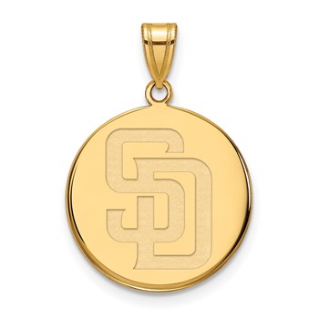 14k Gold Major League Baseball LogoArt San Diego Padres Letters S-D Large Disc Pendant