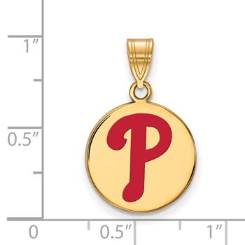 Sterling Silver Gold Plated Major League Baseball LogoArt Philadelphia Phillies Enamel Pendant — alternate view
