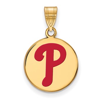 Sterling Silver Gold Plated Major League Baseball LogoArt Philadelphia Phillies Enamel Pendant