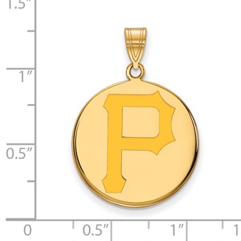Sterling Silver Gold Plated Major League Baseball LogoArt Pittsburgh Pirates P Enamel Pendant — alternate view