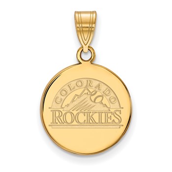 Sterling Silver Gold Plated Major League Baseball LogoArt Colorado Rockies Medium Pendant