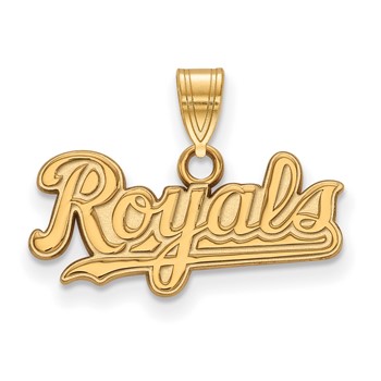 10k Gold Major League Baseball LogoArt Kansas City Royals Script Small Pendant