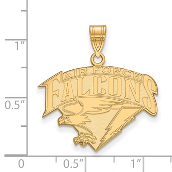 Sterling Silver Gold-plated LogoArt United States Air Force Academy Falcons Large Pendant — alternate view