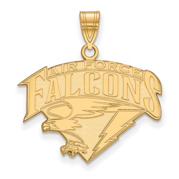 Sterling Silver Gold-plated LogoArt United States Air Force Academy Falcons Large Pendant