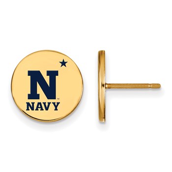 Sterling Silver Gold-plated LogoArt US Naval Academy Small Enameled Disc Post Earrings
