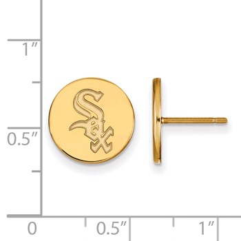 Sterling Silver Gold Plated Major League Baseball LogoArt Chicago White Sox Disc Earrings — alternate view
