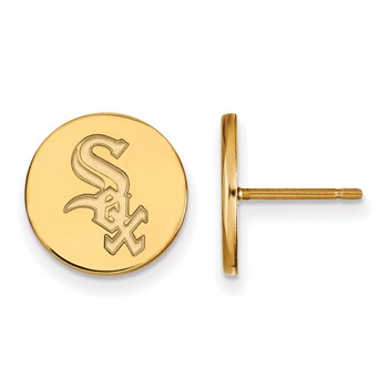 Sterling Silver Gold Plated Major League Baseball LogoArt Chicago White Sox Disc Earrings