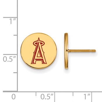 Sterling Silver Gold Plated Major League Baseball LogoArt Los Angeles Angels Enamel Earrings — alternate view